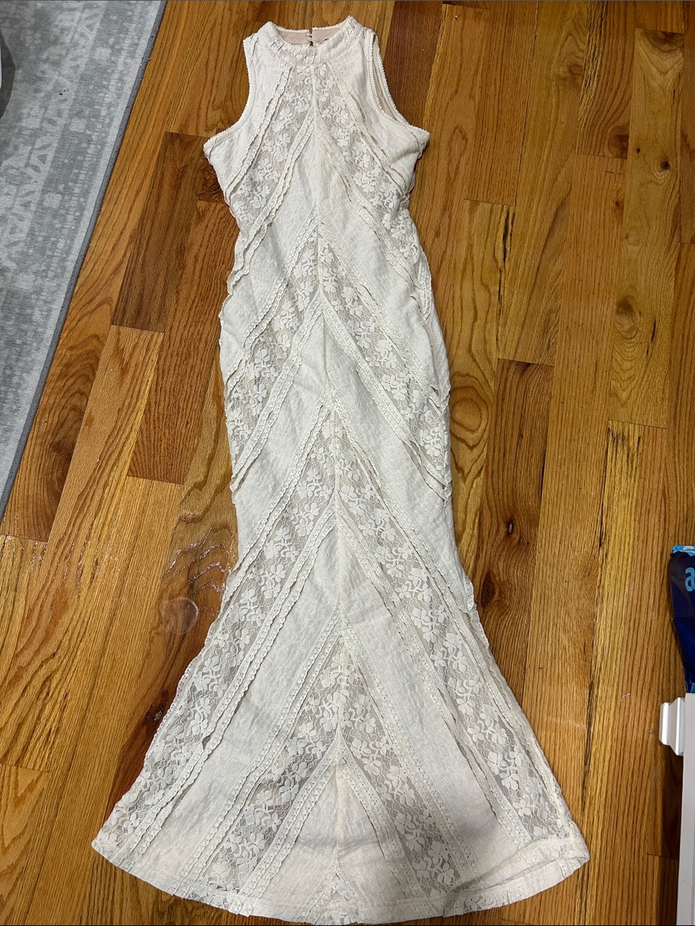 FORE Sleeveless Cream Lace Maxi Dress - Elegant Formal Gown